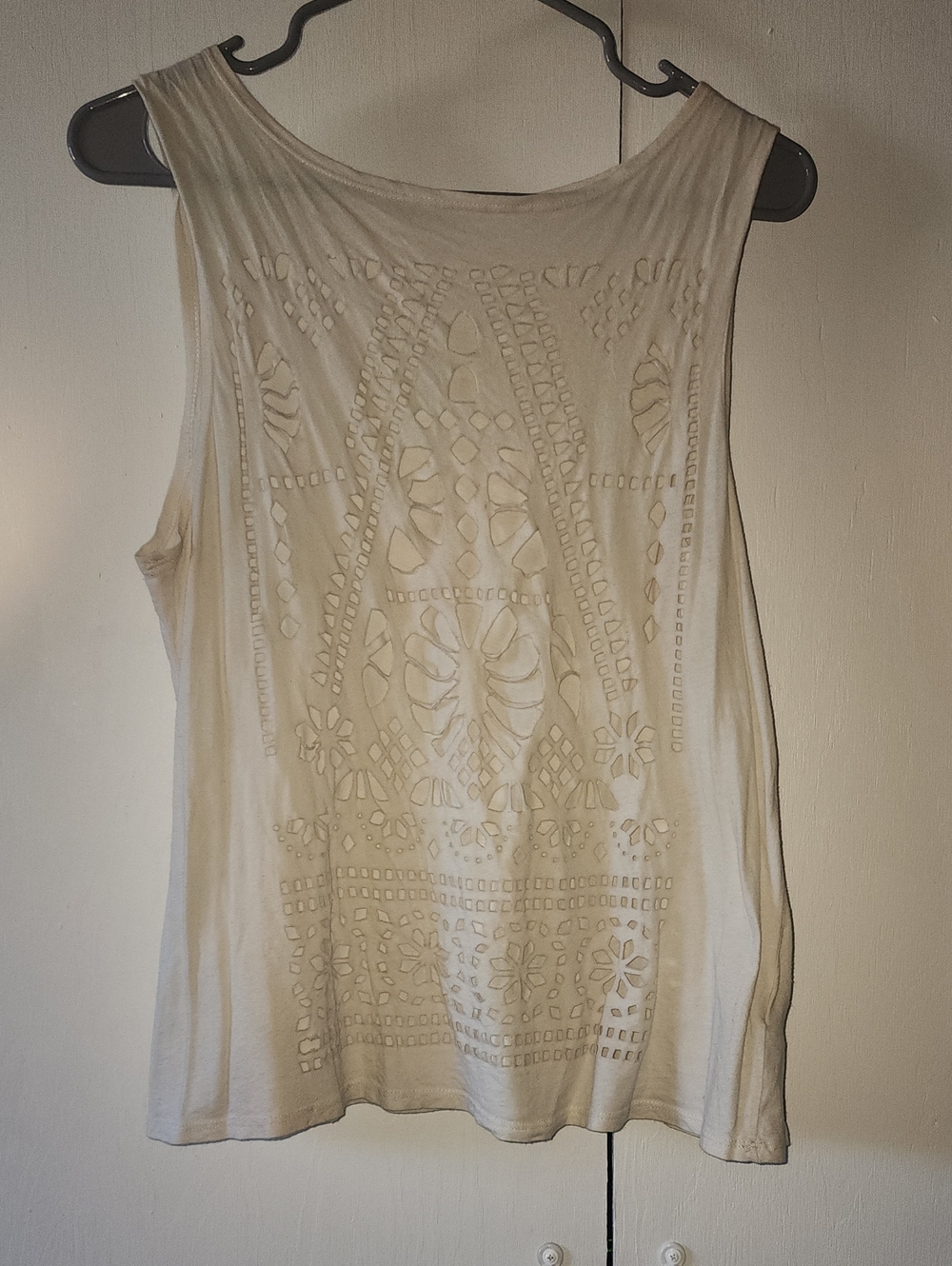 Urban Outfitters Cream Laser-Cut Sleeveless Tank Top